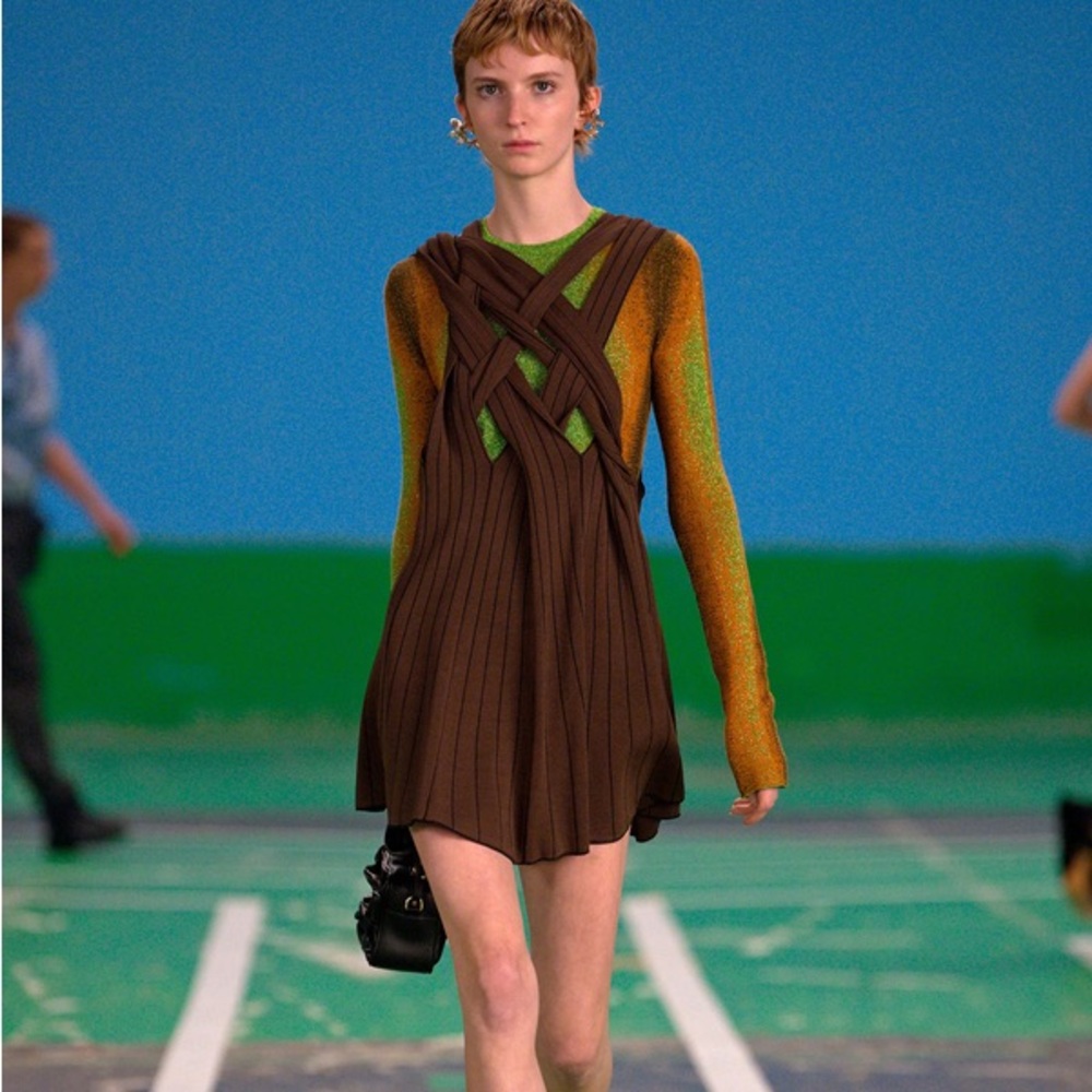 Y Project green orange brown ombre gradient metallic long sleeve knit shirt